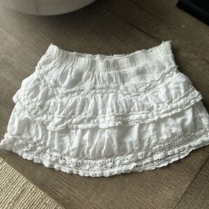 White Ruffled Mini Skirt - Feminine Layered Design